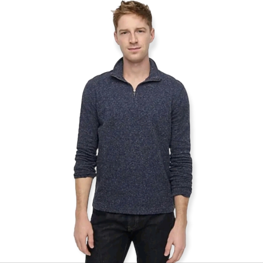 J. Crew Double-Knit Half-Zip Pullover, Marled Navy, EUC, size XXL
